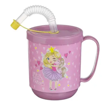 Gotë plastike lejla me pipë dhe dizajn princeshë 350ml