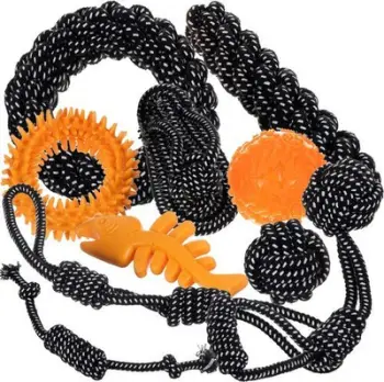 Set lodrash për qen Purlov 24388, 10 copë, litar dhe lodra interaktive, shumëngjyrëshe