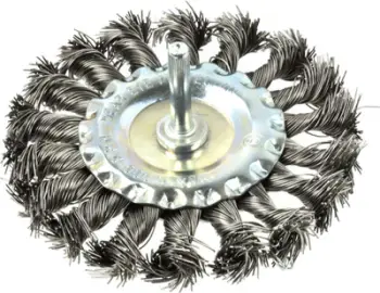 Furçë teli rrethore GEKO, 100mm, tel i valëzuar 0.5mm, bosht 6mm