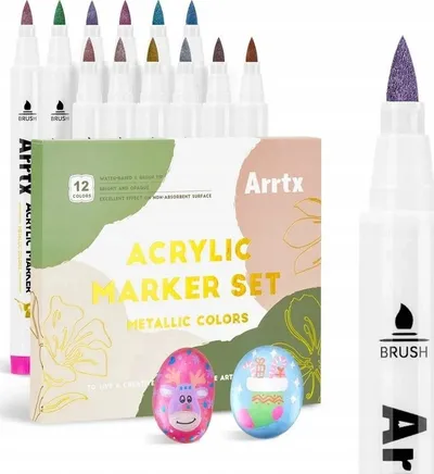 Markerë akrilik ARRTX, set 12 ngjyra metalike - 2