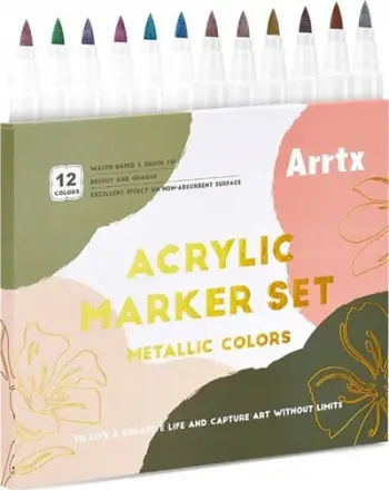 Markerë akrilik ARRTX, set 12 ngjyra metalike