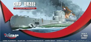 Model nëndetëse Mirage ORP Orzeł 1939 400407, shkalla 1/400, plastik, gri