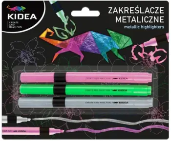 Markerë highlighter KIDEA Metallic 705939, set 3 copë, ngjyra metalike