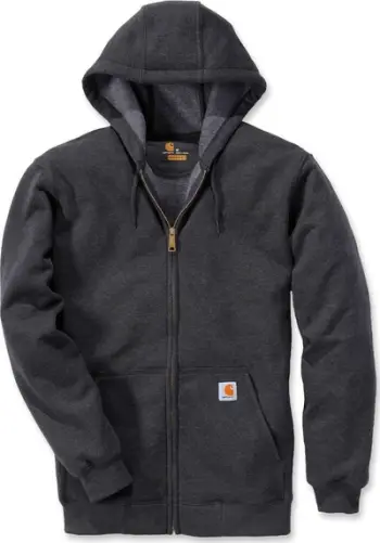 Bluzë me kapuç Carhartt Loose Fit Midweight Full Zip, për meshkuj, me zinxhir të plotë, gri karbon
