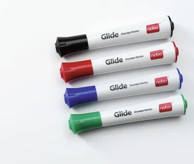Markerë për tabela të bardha Nobo Glide, set 4 copë, majë e rrumbullakët - 1