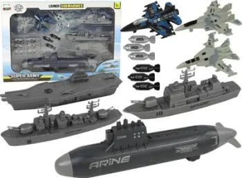 Set lodrash ushtarake Sea Army, bazë detare me anije dhe avionë