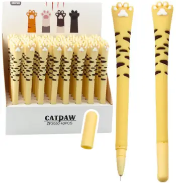 Stilolaps xhel Cat Paw, bojë blu, 16.5cm, i verdhë me vija