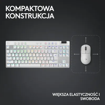 Set Logitech Tastierë PRO X TKL Lightspeed GX + Maus G PRO X SuperLight 2, të bardhë - 6