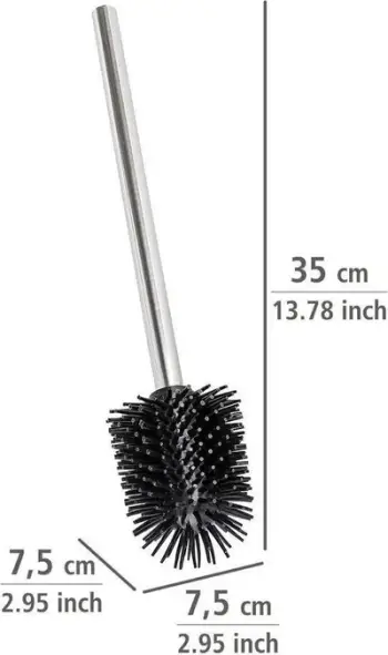 Furçë tualeti Wenko, silikon vetëpastrues, dorezë inoksi e zgjatshme