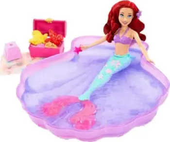 Set loje Disney Princess The Little Mermaid Ariel, kukull me pishinë dhe rërë modeluese, rozë