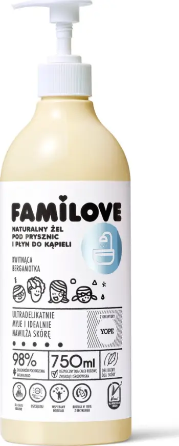 Xhel dushi dhe banje Yope Familove, 750ml, aromë bergamot