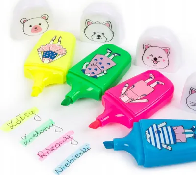 Markues teksti Kidea Animals, set 4 ngjyrash - 2