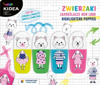 Markues teksti Kidea Animals, set 4 ngjyrash