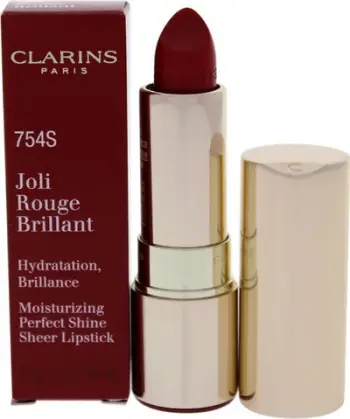 Ruzh buzësh Clarins Joli Rouge Brillant 754S Deep Red, 3.5g, me shkëlqim, e kuqe e thellë