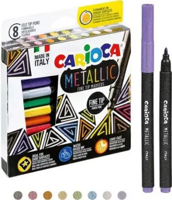 Stilolapsa me majë fibre Carioca Metallic, set 8 ngjyra