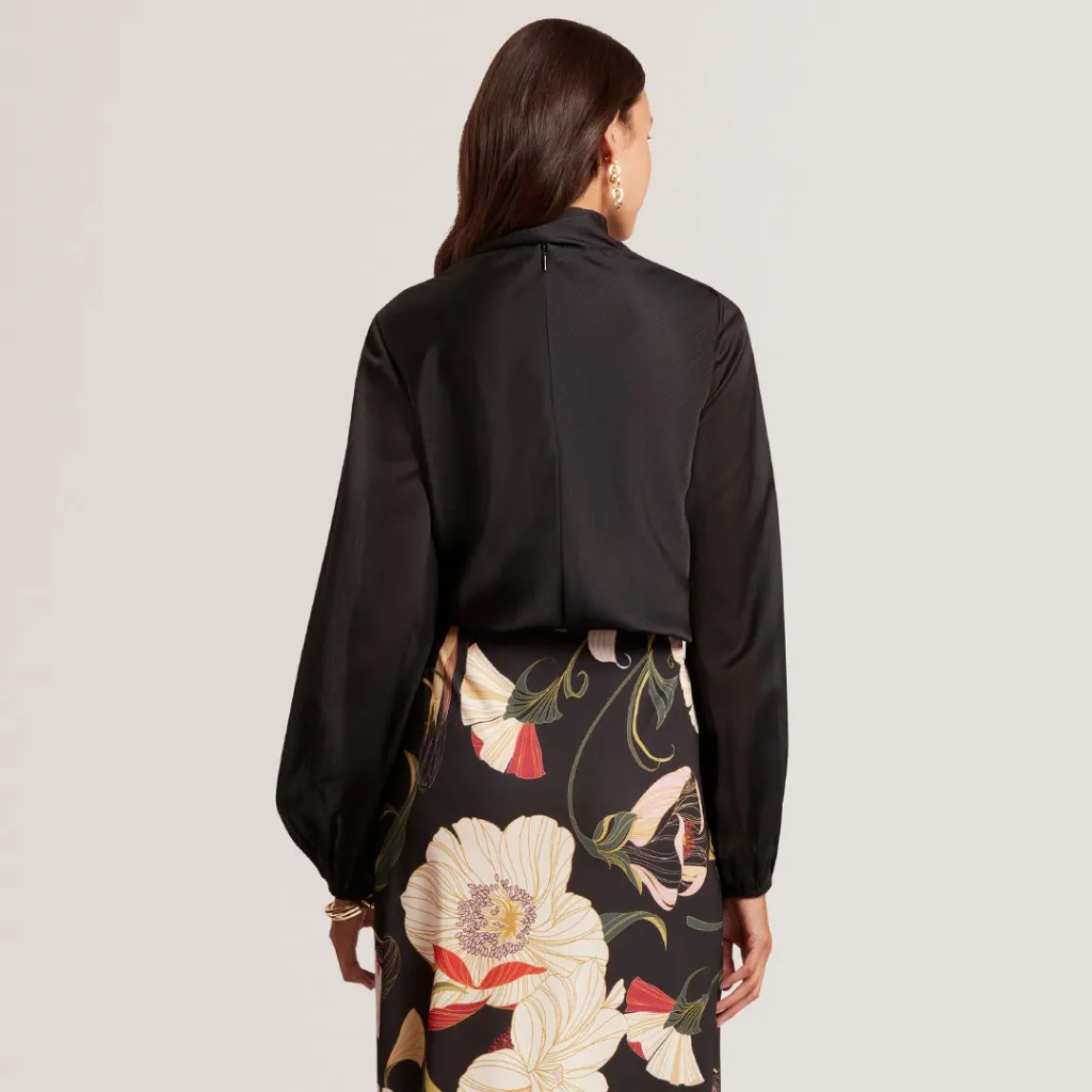 Bluzë Neck Tie Printed Long Sleeve Top - 6
