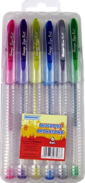 Stilolapsa me shkëlqim Diagram Glitter Pens, set 6 ngjyra, trup transparent
