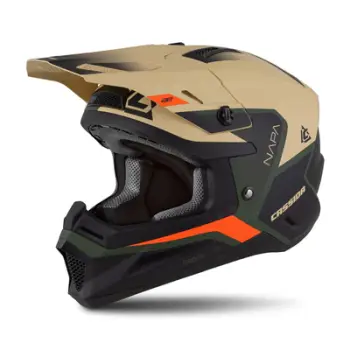 Helmeta cross Cassida Cross Cup 2 Napa, 2XL, sand jeshile portokalli e zezë matte