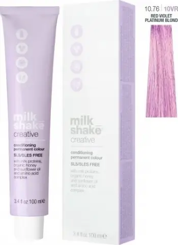 Ngjyrë flokësh Milk Shake Creative 10.76 Red Violet Platinum Blonde, pa SLS SLES, 100 ml