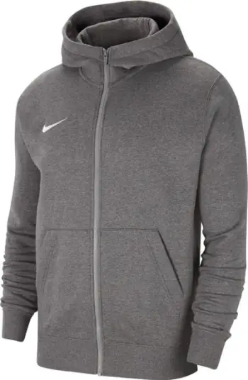 Bluzë me kapuç Nike Park 20 Fleece Junior CW6891-071, pambuk përzierje, me zinxhir të plotë, gri