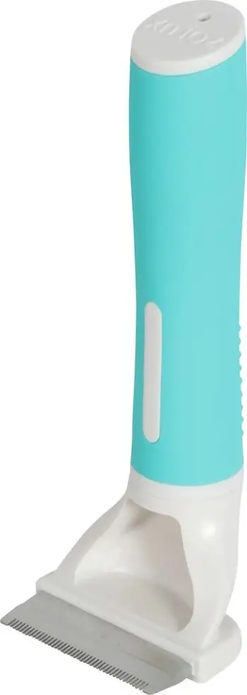 Furkë për qen këlysh Zolux ANAH Super Brush, metalike, dorezë ergonomike, turquoise e bardhë