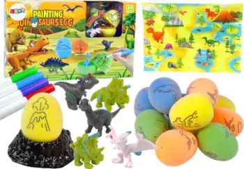 Set lojërash DIY për pikturim vezësh dinosauri, me ngjyra, për fëmijë