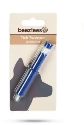 Pincetë për rriqra Beeztees Tick Tweezers Push Clip, mekanizëm me shtypje, kompakte, blu