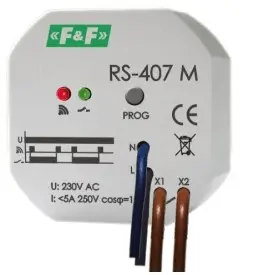 Marrës rele me radio F&amp;F RS-407 M, 230V, 5A, i bardhë
