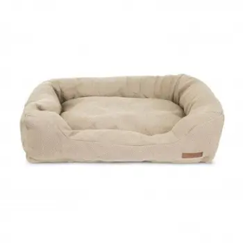Shtrat për qen Barry King Boucle, 70x55x17.5cm, i hapshëm me zinxhir, kafe e çelët