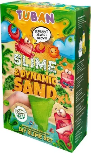 Set lojërash slime dhe rërë kinetike TUBAN DIY XL, slime jeshile, për fëmijë 3+