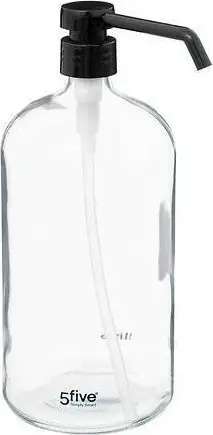 Dozator xheli dushi 5five Simply Smart Glass, 1L, qelq transparent, pa ngjyrë