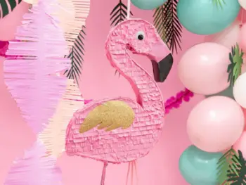 Pinjata flamingo për festa, 25 x 55 x 8 cm, rozë