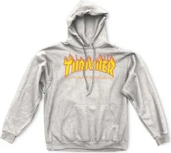 Bluzë me kapuç Thrasher Flame, Regular Fit, gri