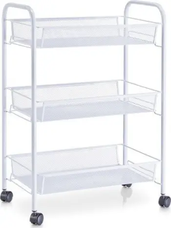 Karrocë me rrota Zeller Rolling Cart Mesh, 43.5 x 26 x 62.5 cm, e bardhë