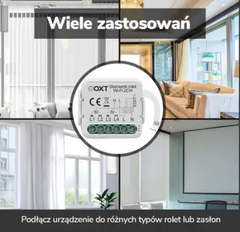 Modul inteligjent për roleta Oxt Mini Smart Module Controller, 2 kanale, WiFi Tuya, i bardhë