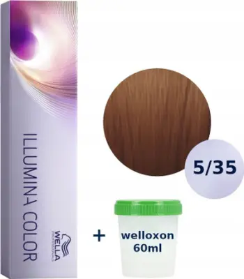 Ngjyrë flokësh Wella Professionals Illumina Color 5/35, 60 ml, kafe e çelët ari mahagon