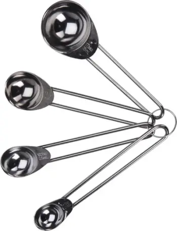 Set lugë matëse kuzhine, 4 copë, çelik inox, argjendtë