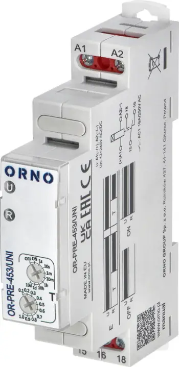 Modul kohor automatizimi ORNO OR-PRE-453/UNI, rregullim 1s deri 10 ditë, kontakt SPDT