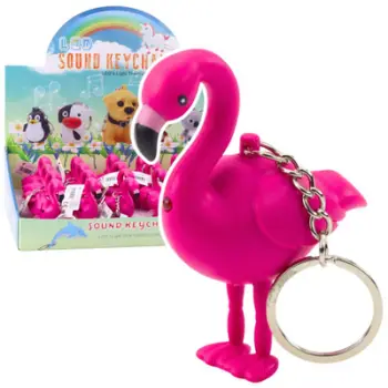 Varëse çelësash flamingo me LED dhe tinguj, rozë