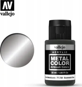 Ngjyrë metalike për airbrush Vallejo VJP77720, 32 ml, Gunmetal Grey, gri metalike