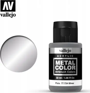 Ngjyrë metalike për airbrush Vallejo VJP77724, 32ml, Silver, argjendi metalike