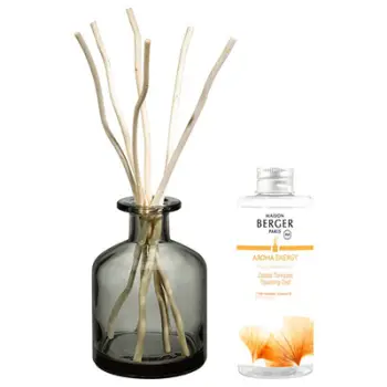 Set Maison Berger Paris, shpërndarës arome, 180 ml + 6x shkopinj aromatik + rimbushje për shpërndarës Sparkling Zest, 180 ml