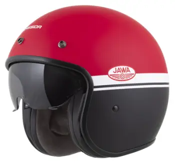 Helmeta moto CASSIDA Oxygen 2.0 Jawa OHC, vizor dielli, 1230 g, e kuqe matte e zezë dhe e bardhë