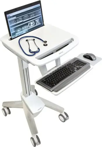 Karrocë pune për monitor Ergotron SV40-6100-0, ergonomike, për ambiente klinike, e bardhë