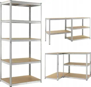 Raf metalik Funfit 180x100x60 cm, 5 rafte MDF, 1000 kg, i zi
