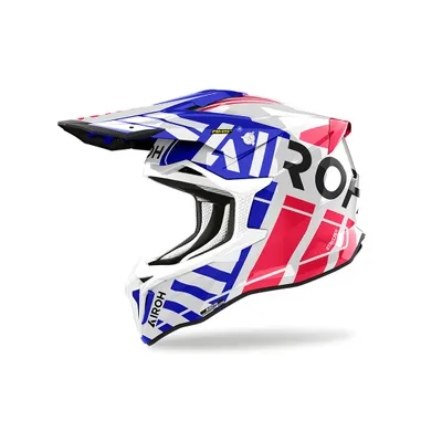 Helmeta motocross Airoh Strycker Brave, HPC, AMS2, e bardhë blu e kuqe, XL - 1