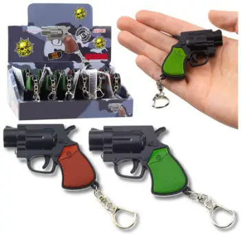 Varëse çelësash mini revolver, dritë LED, lazer, shumëngjyrëshe