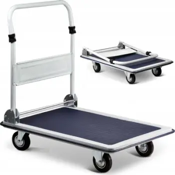 Karrocë transportuese GEKO, kapacitet 150 kg, platformë metalike, blu