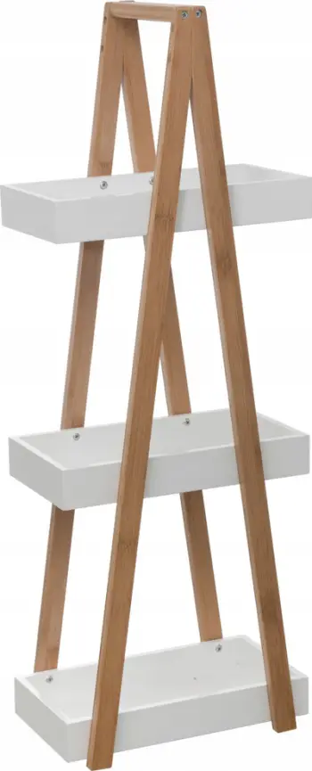 Raft banjoje Natureo 3 nivele, MDF dhe bambu, i bardhë