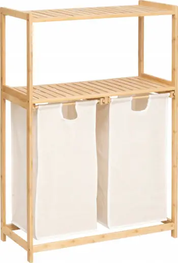 Raft buke Bamboo Tidy Box, 72 x 33 x 109 cm, 2 shporta, bezhë